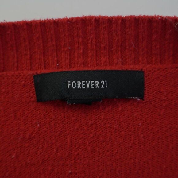 Forever 21 Red V-Neck Button Cropped‎ Medium Cardigan Sweater - Picture 7 of 9